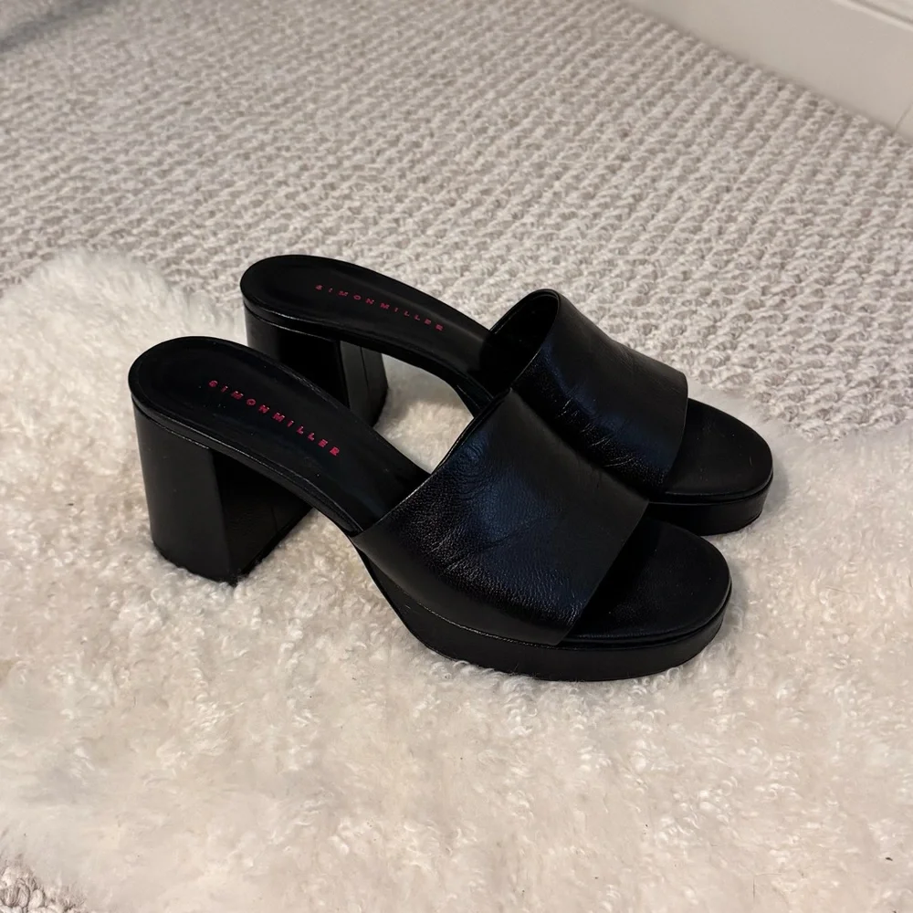 Simon Miller Black Leather Platform Slide